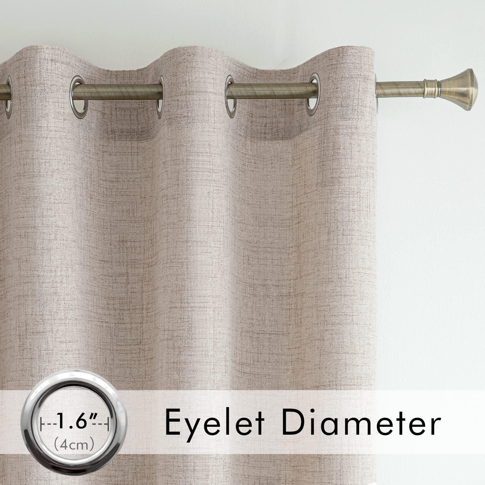 MIULEE Tende Lino con Anelli Effetto Lino Soggiorno Moderna Tenda Voile Semitrasparenti Naturale 2 Pezzi, 140 x 260 cm Cachi