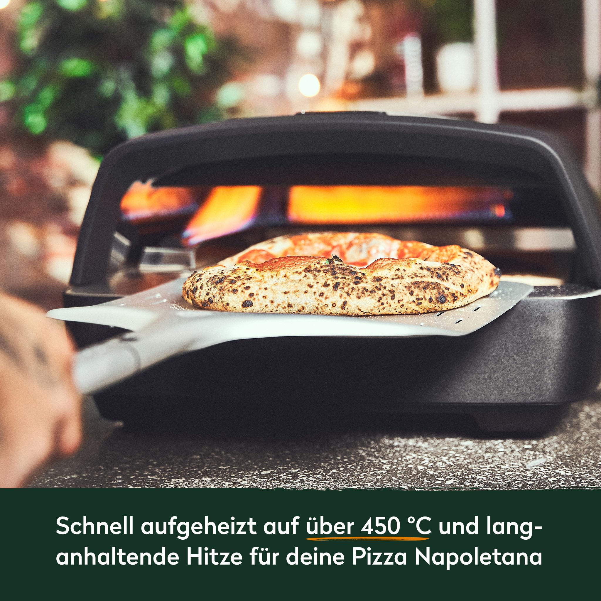 BURNHARD® Gas Pizzaofen - Tony inkl. Hitzeschild, 450 °C, Tragbarer 5,9 kW Outdoor Ofen für Pizza (58,5 x 47,7 x 24,8 cm) inkl. Cordierit-Pizzastein