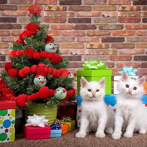 Miniatura 7 de Syhood El juego de 30 pompones de hilo incluye 20 pompones de 1 pulgada, 10 bolas de pompones de 1.5 pulgadas para manualidades de Navidad, bolas de