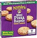Annie's Frozen Mini Pizza Bagels, Three Cheese, Snacks, 9 Ct, 6.65 oz
