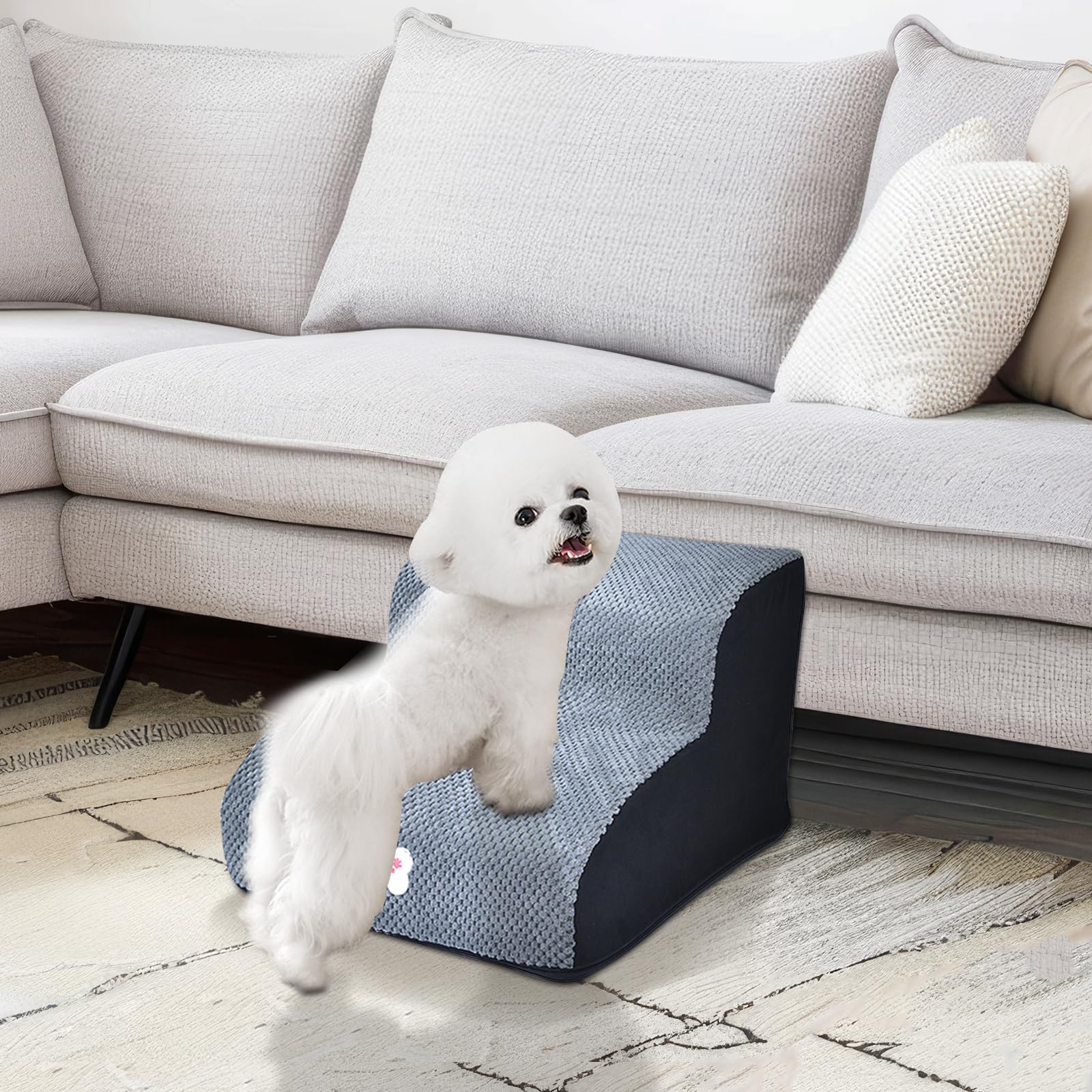 Escalier pour chien - Rampe pour chien - Échelle pour animaux de compagnie - Escalier pour chien à 2 marches - Multifonctionnel - Éponge haute densité pour chiens âgés - Intérieur, Voiture