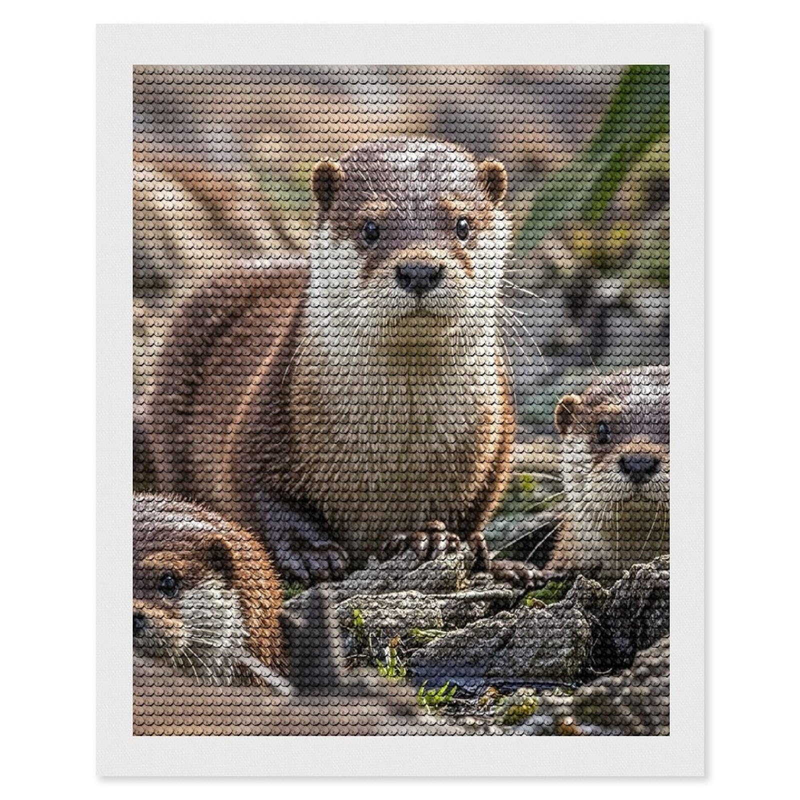 FekiLoot Animal Cute Brown Otters Diamond Painting Kits for Adults Round Paint with Diamonds Pictures Gem Art Painting Kits Personalized Diamond Art Full Drill for Beginners Home Wall Decor