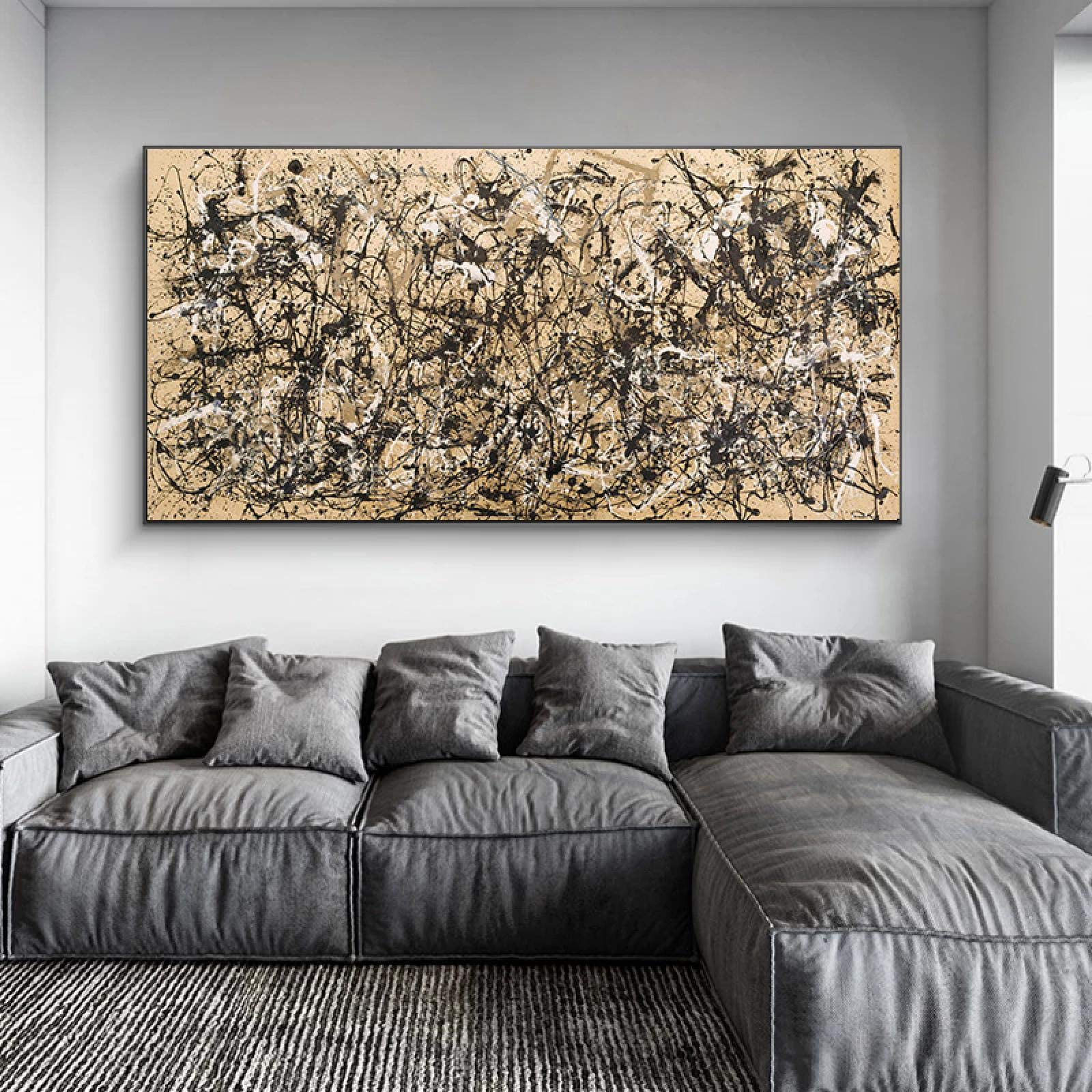 Cuadro en lienzo de arte abstracto Jackson Pollock Posters e impresiones famosos Cuadros artísticos de pared para la decoración de la pared de la sala de estar 75x150cm (30x60in) Marco interno