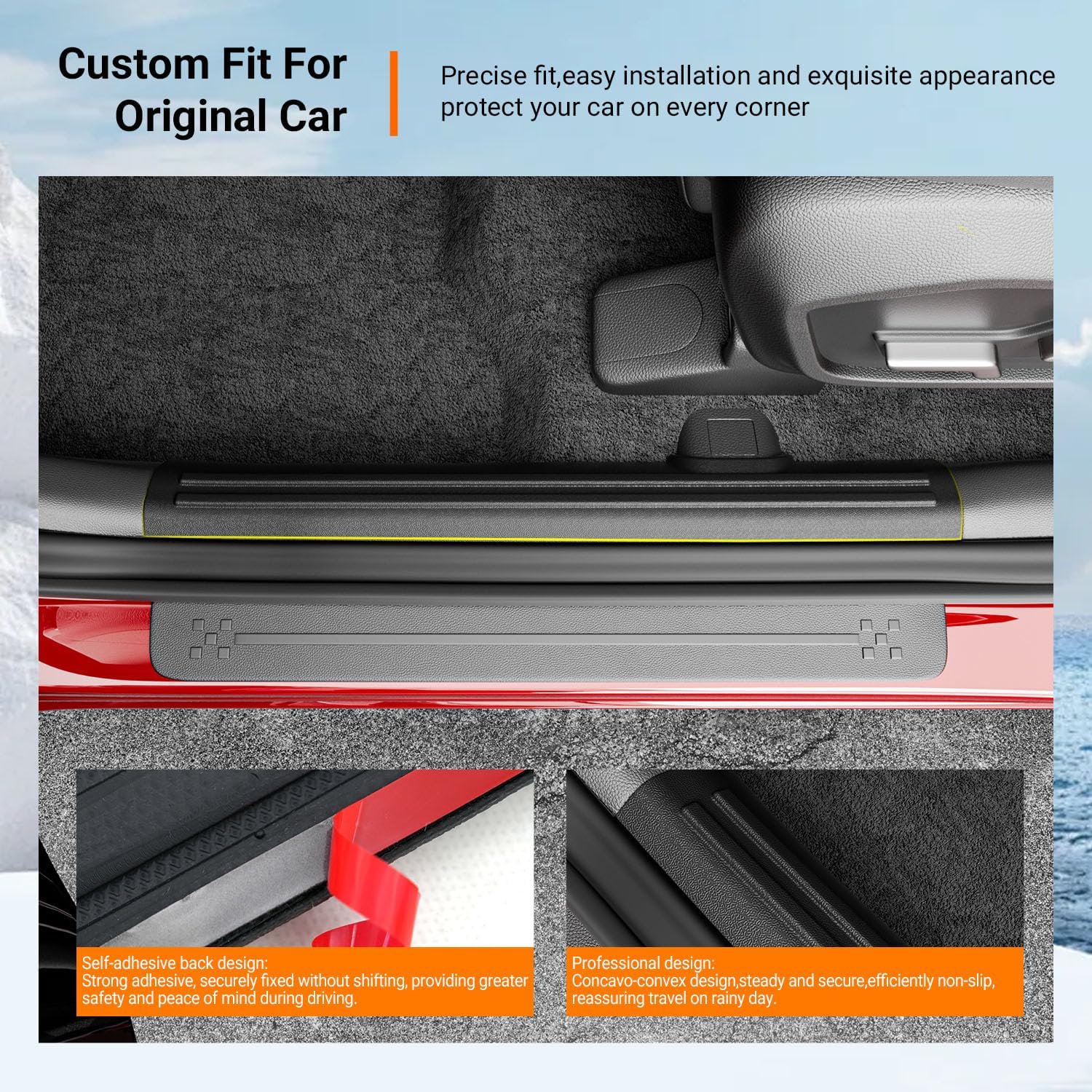 powoq Interior Door Sill Protector Compatible with 2024-2026 Santa Fe Door Sill Guard TPE Car Threshold Protector Entry Guard Replacement for 2024 2025 2026 Santa Fe Accessories