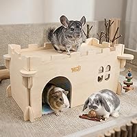 Vista 6 de Casa Castle Chinchilla, Refugio para Animales Pequeños para Chinchilla, Conejillo de Indias, Erizo o Rata, Cabaña de Madera Ventilada para Conejillo