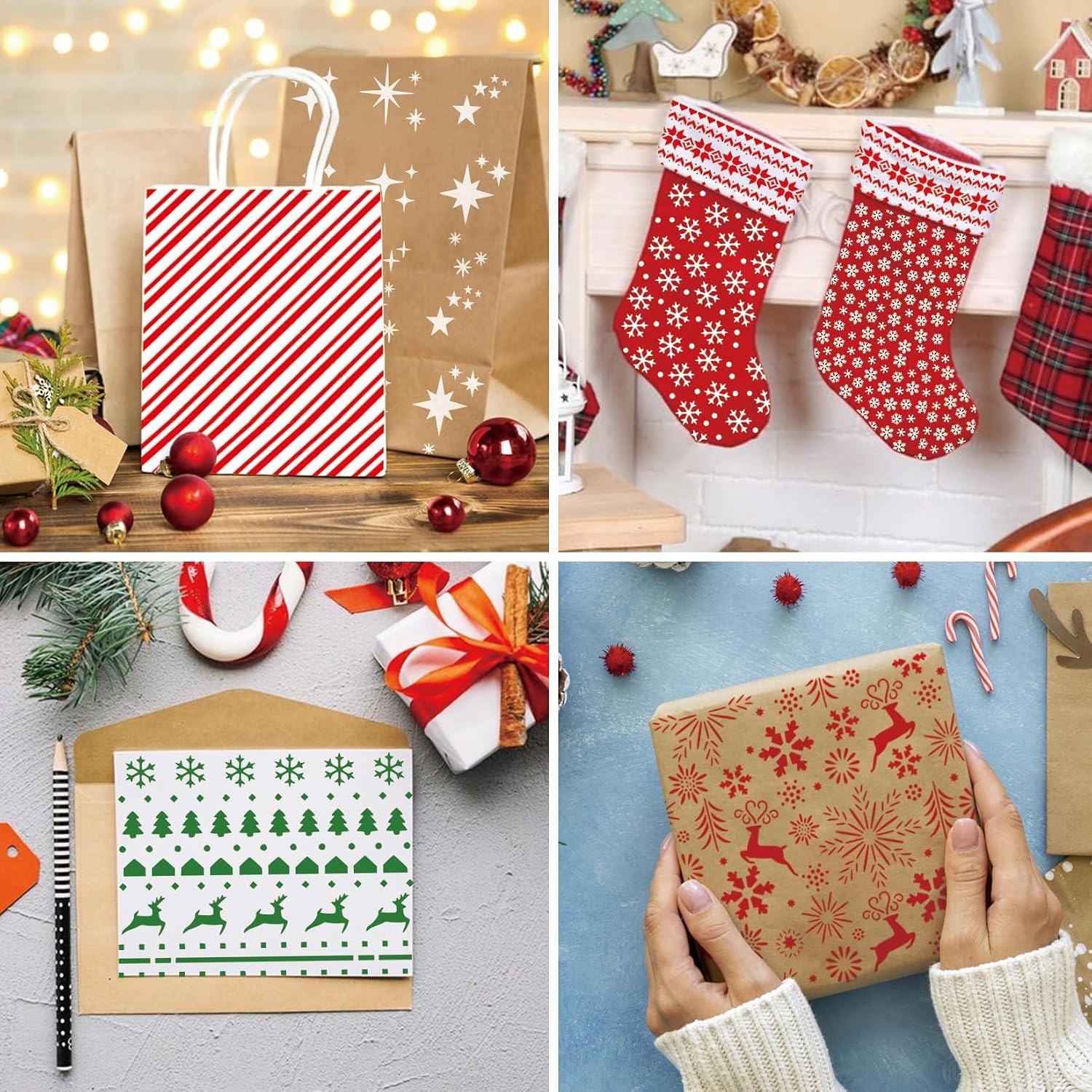 12 Pcs Reusable Baking Stencils for Bread, Cake, Cookie Decorating - Christmas Theme Templates for Sourdough, Royal Icing, Airbrush, DIY Party Supplies (Holiday Baking Decor)