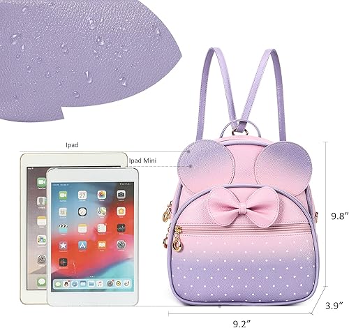 Miniatura 2 de KL928 - Mochila mini con diseño de lunares y moño para niñas, convertible a bandolera y bolso para mujeres, Pequeño, Casual