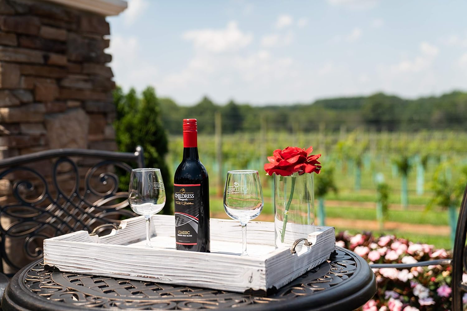 Product Deal Boxwood Brothers Large 20 x 14 Inch Ottoman Tray, Distressed White Farmhouse, Solid Pine Serving Tray with Padded Feet and Bronze Handles