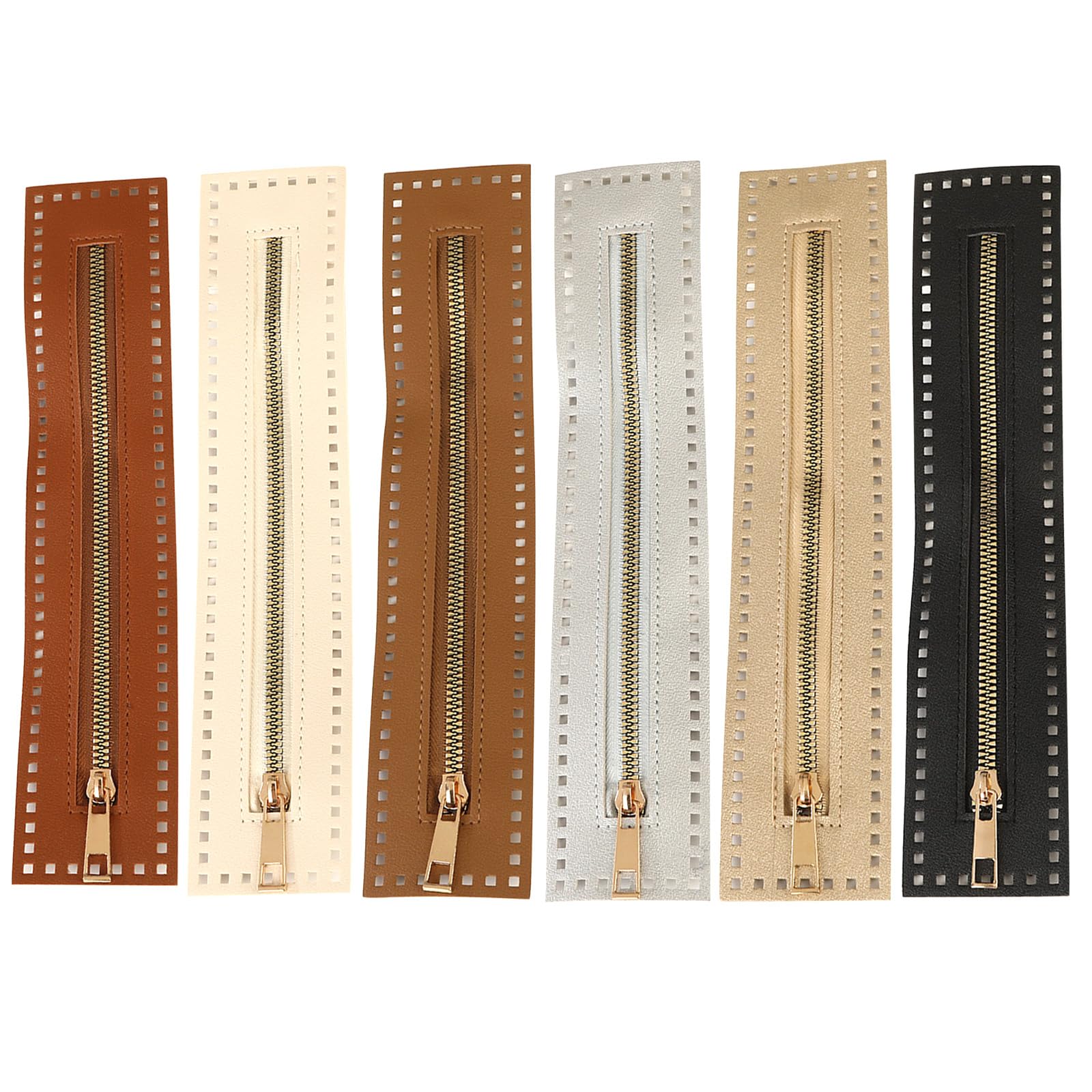 6 Colors Pu Leather Zipper, 27 × 5.5 cm Sewing Coil Bulk Zipper Frame for Crochet Handbag Purse Shoes Jeans DIY Craft Accessories