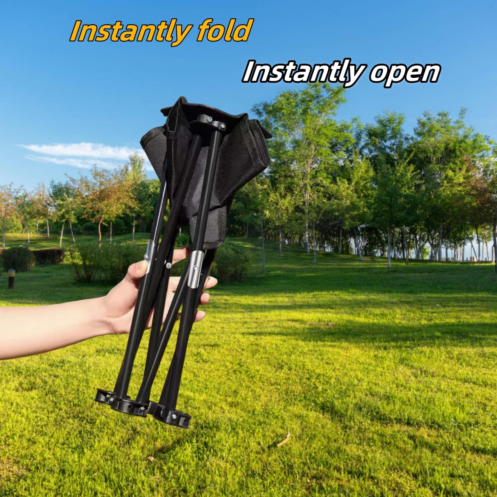 Paquete de 2 taburetes portátiles de camping de 13 pulgadas (negro), taburete con bolsa de transporte, conveniente para viajes, barbacoas, pesca, senderismo, taburete plegable al aire libre