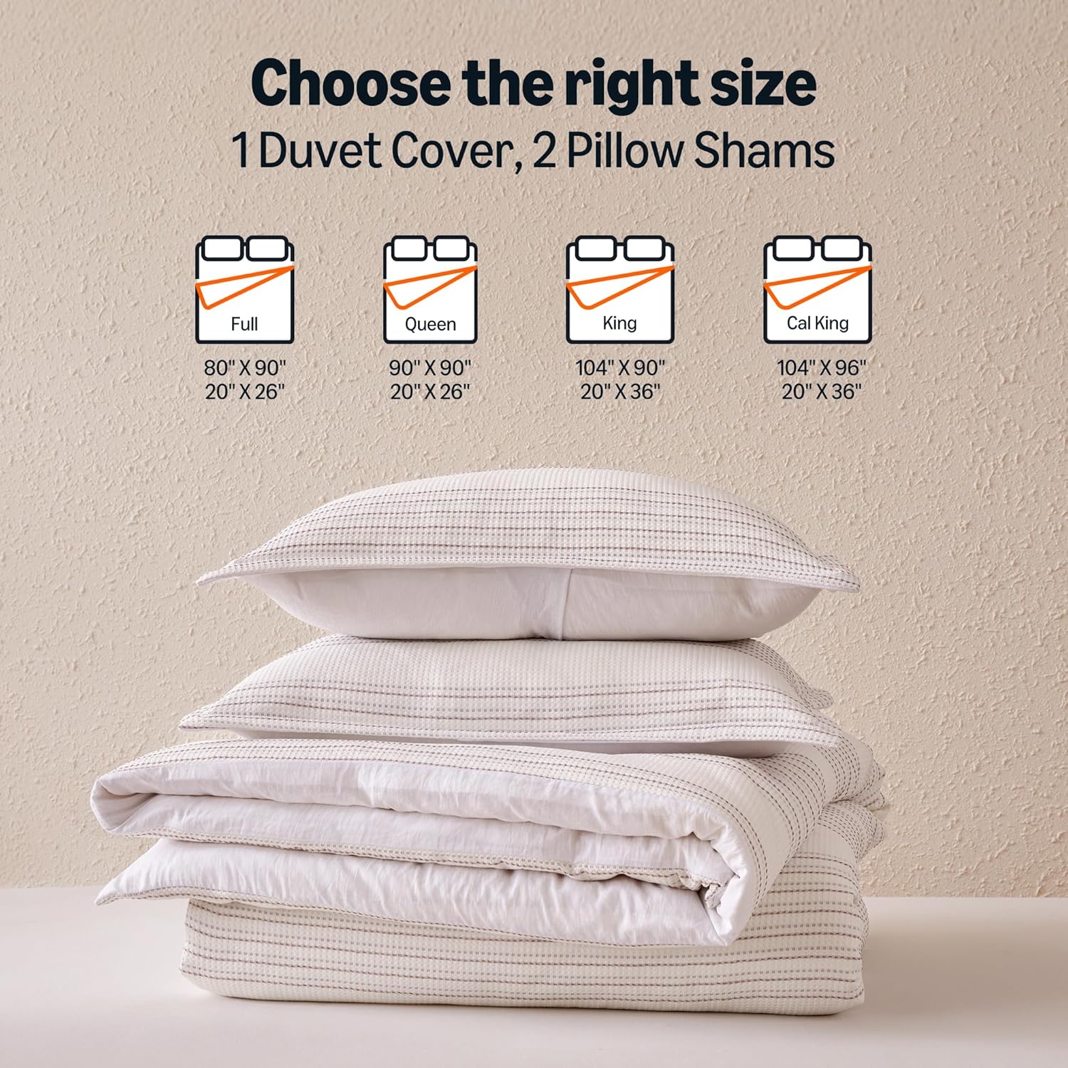 Amazon Basics Waffle Weave Microfiber 3-Piece Duvet Cover Set, Includes 1 Duvet Cover and 2 Pillow Shams, Queen, Pink Striped - Image 6