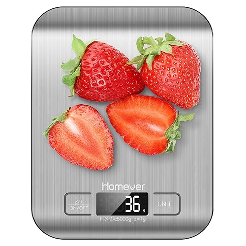 Báscula de alimentos, báscula de cocina precisa de 0.05 oz1 g con báscula de cocina digital multifunción de acero inoxidable para hornear y cocinar,