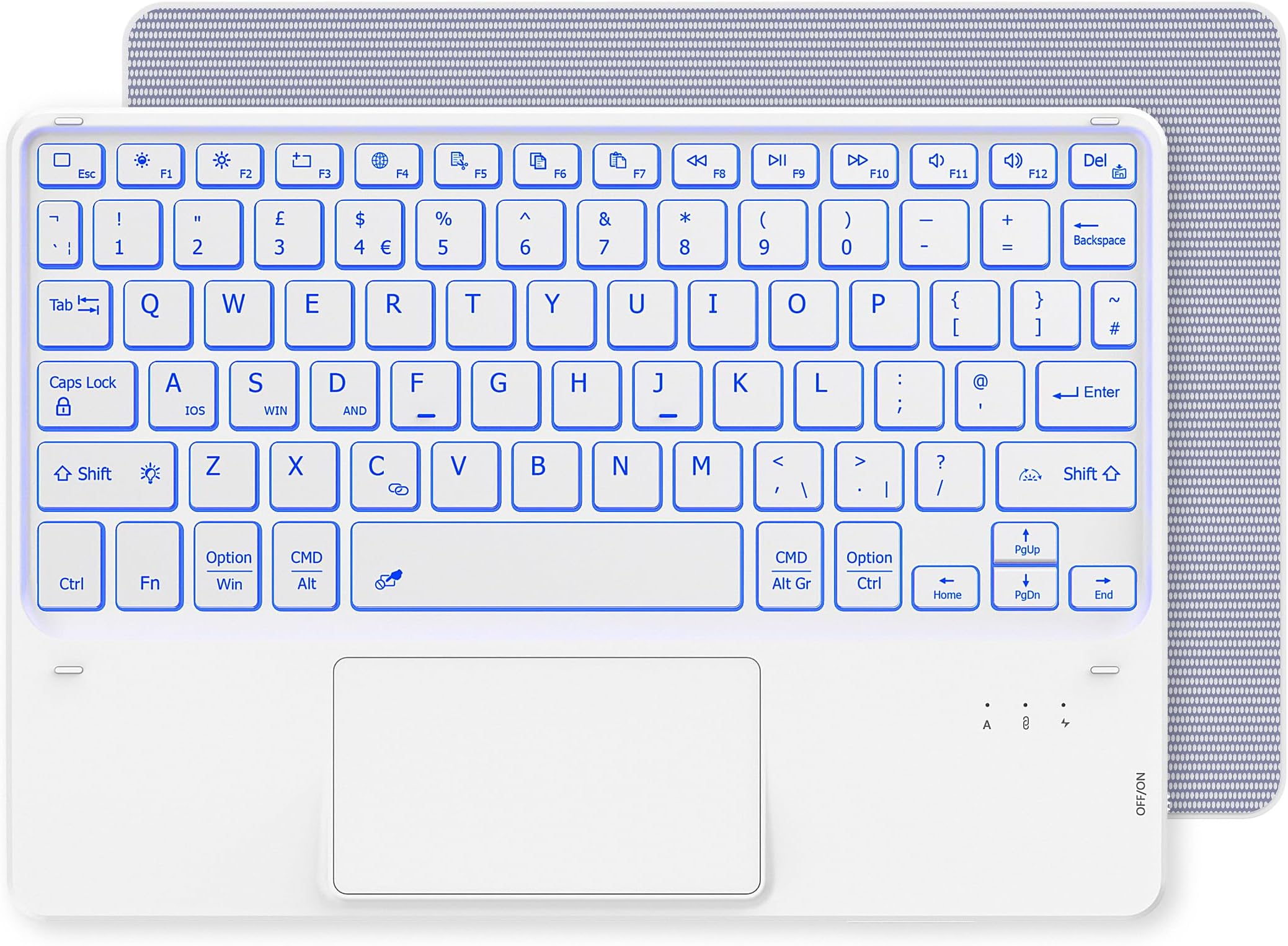 CACOE 10 Inch QWERTY Wireless Keyboard with Touchpad, 7 Colors ...