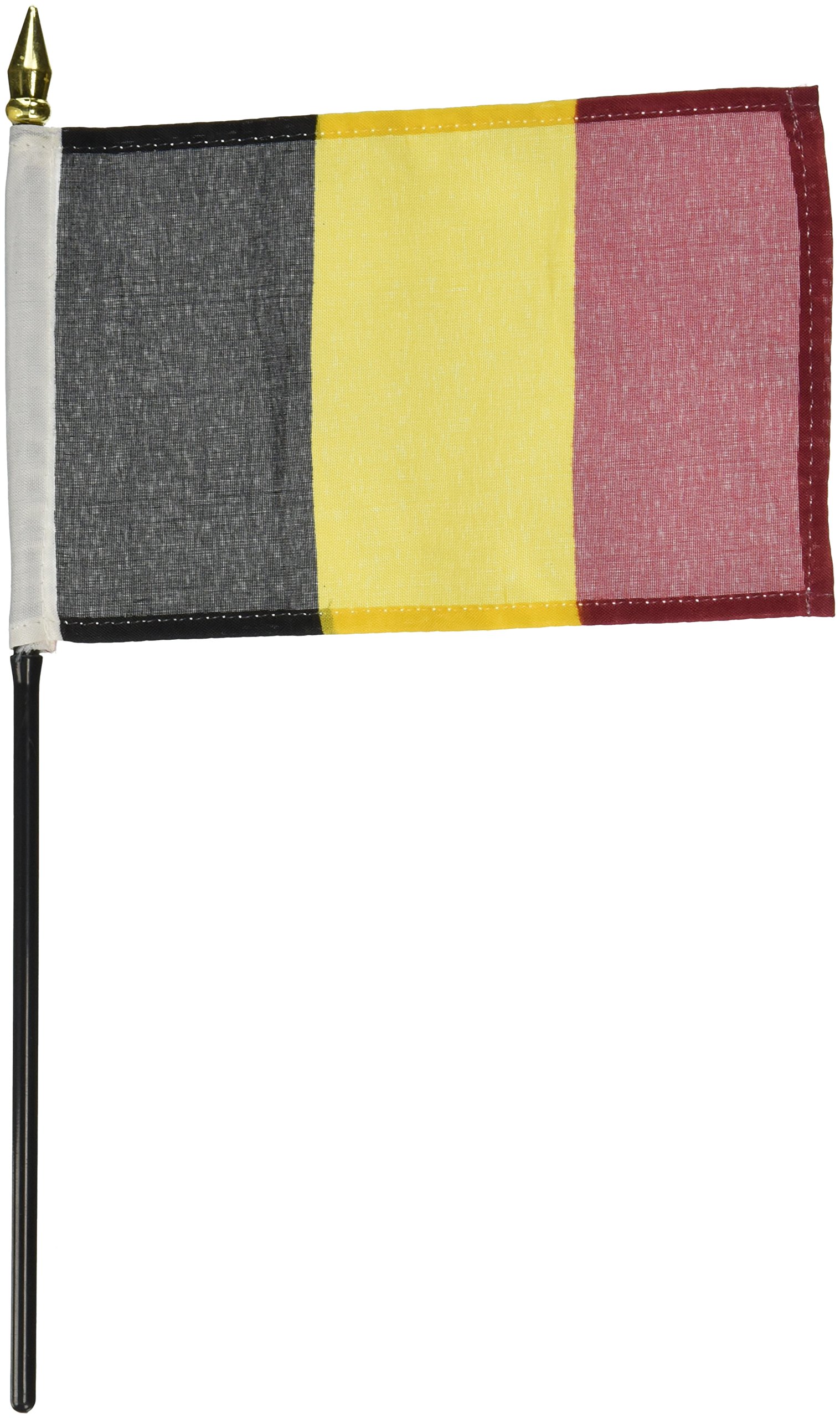 Belgium Small 4 X 6 Inch Mini Country Stick Flag Banner with 10 Inch Plastic Pole .. Polyester ... New