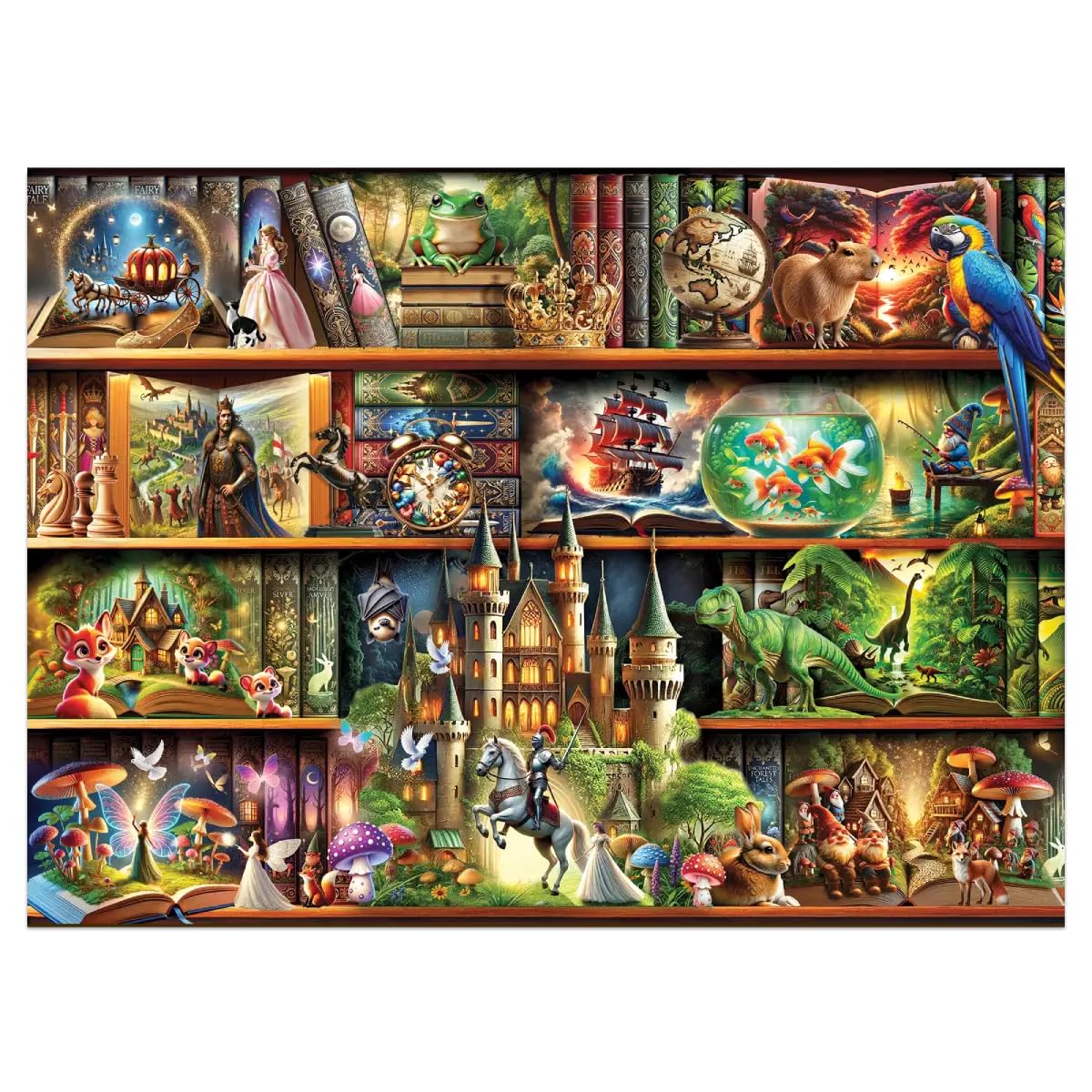 WOODEN.CITY Rompecabezas de Madera para Adultos 1000 Piezas – Escena de Librería con Libros – Puzzle Decorativo y Regalo para Amantes de la Lectura | 54 x 39,5 cm