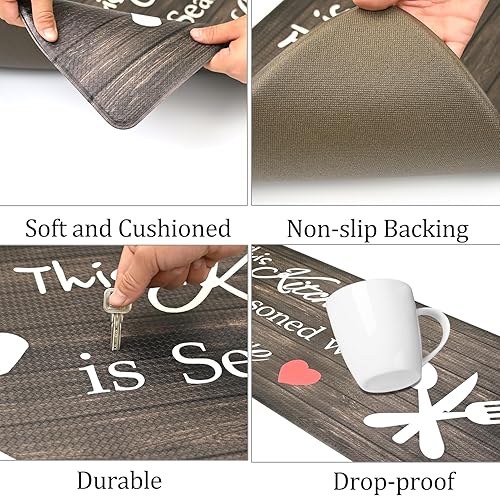 Miniatura 10 de Alfombrillas de cocina coloridas para piso, 2 piezas, acolchadas, antifatiga, impermeables, antideslizantes, ergonómicas, cómodas, alfombrillas de