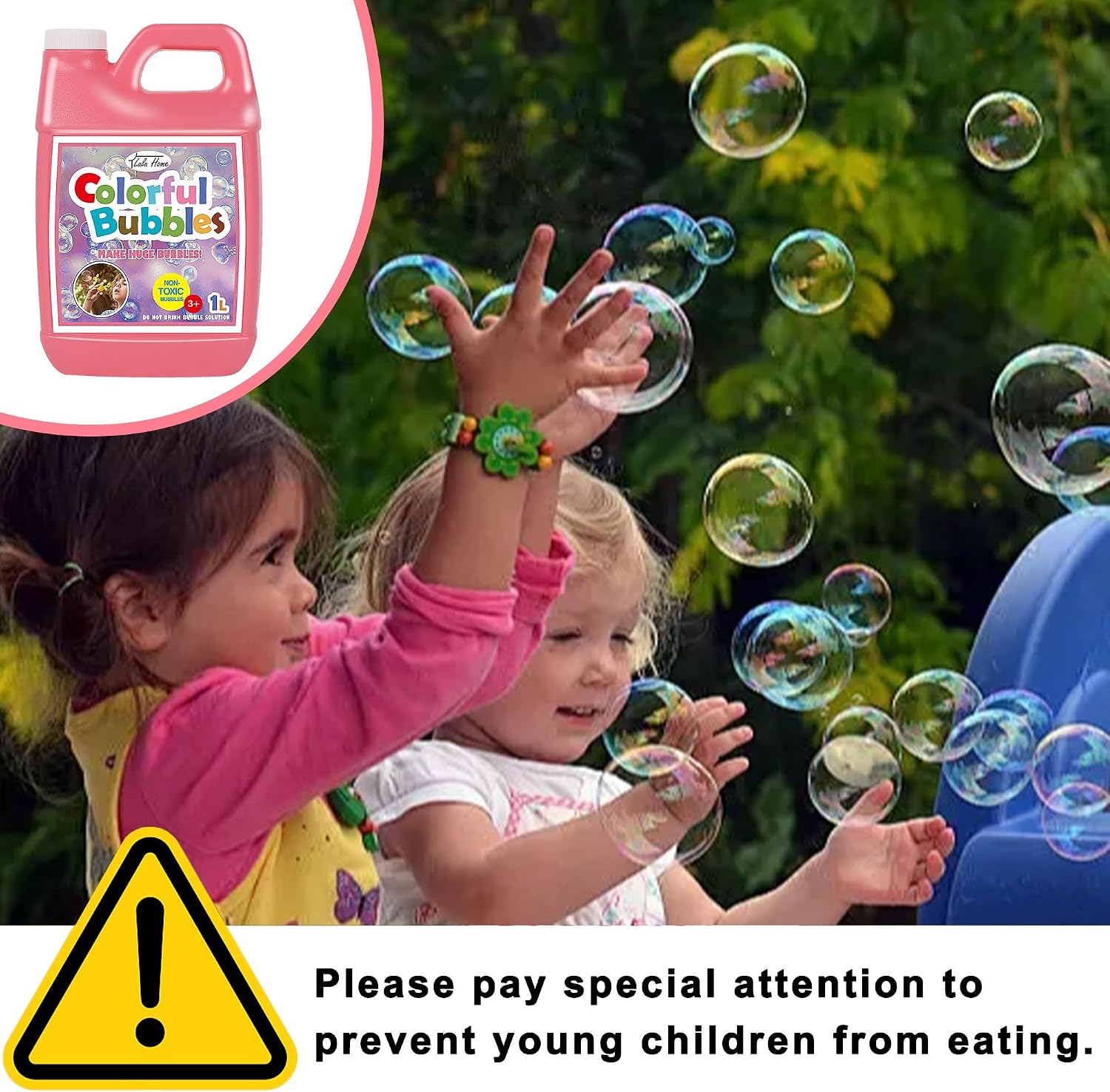 Lulu Home 2 Packs Bubble Concentrated Solution, 2 L/ 67.6 OZ Bubble Refill Solution for Kids Bubble Machine, Giant Bubble Wand, Bubble Blower, Birthday Party Favors - Up to 5 Gallons, Pink Bottle
