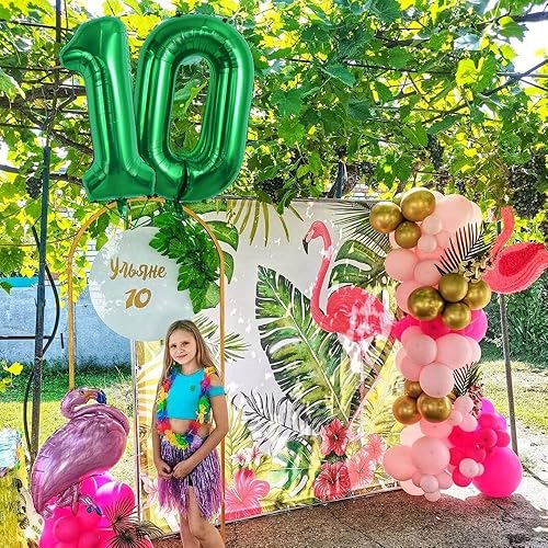 Miniatura 6 de TONIFUL Globo verde oscuro de 40 pulgadas con números grandes del 0 al 9, decoración de fiesta de cumpleaños, globo de aluminio Mylar de números
