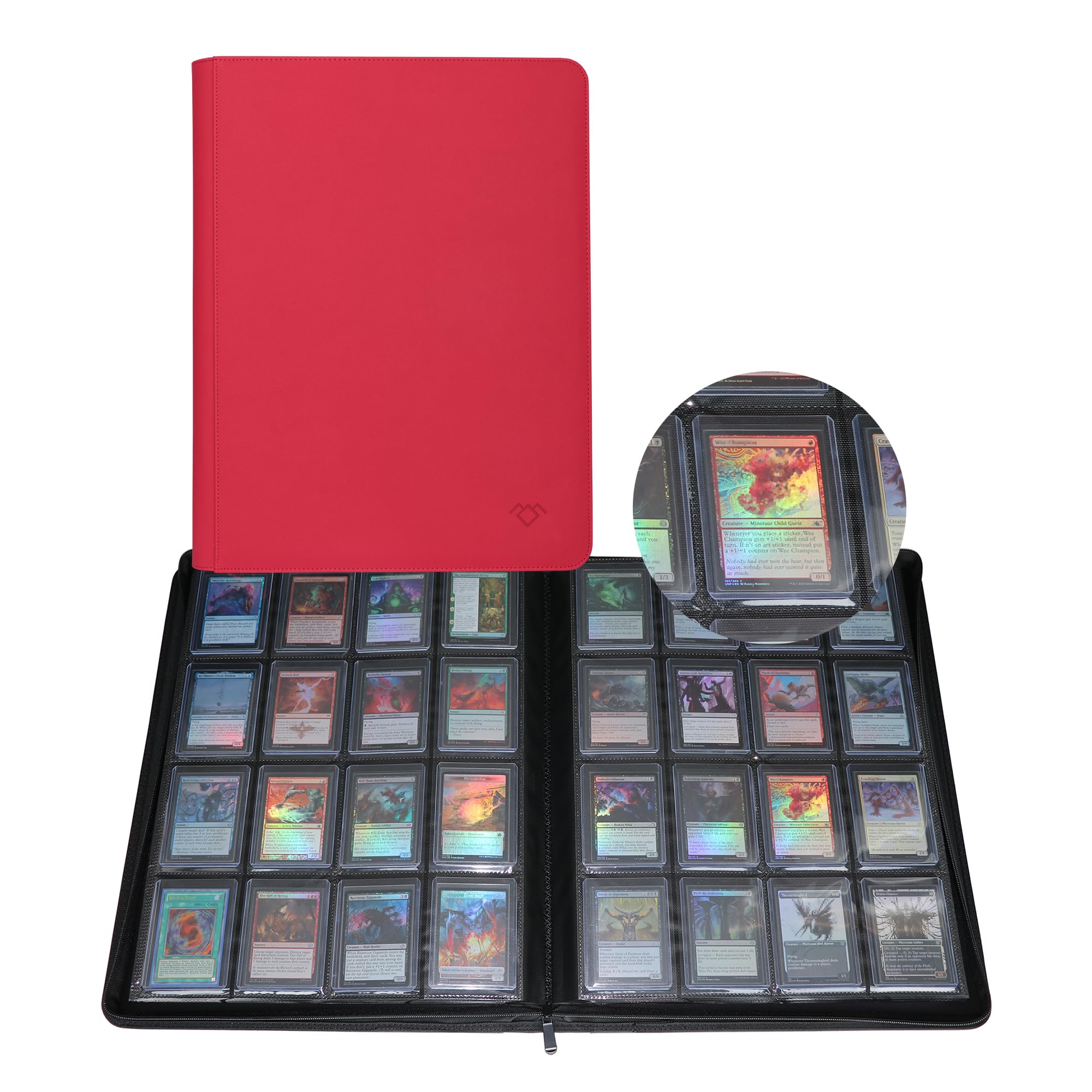 Amazon.com: GrinOwl 16 Pocket Top loader Binder, Holds 640 Top Loaders,  Large Top loader Card Binder with Sleeves for Cards in 3