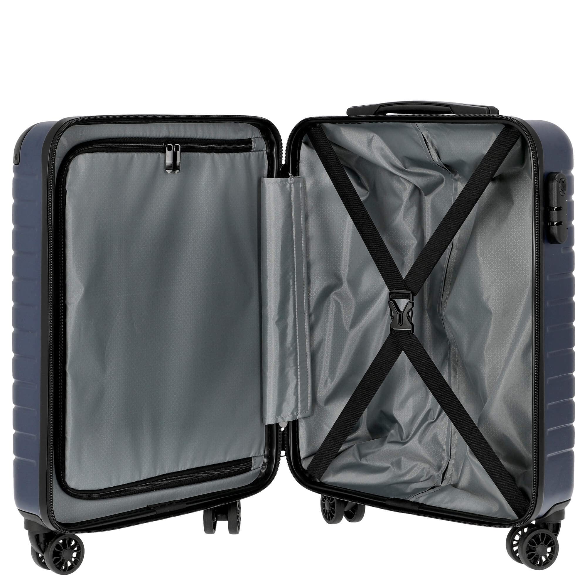 Line Valigia rigida Bagaglio a mano Trolley cabina 55cm Blu navy, 4 ruote doppie, lucchetto TSA, espandibile, polipropilene leggero | 37L