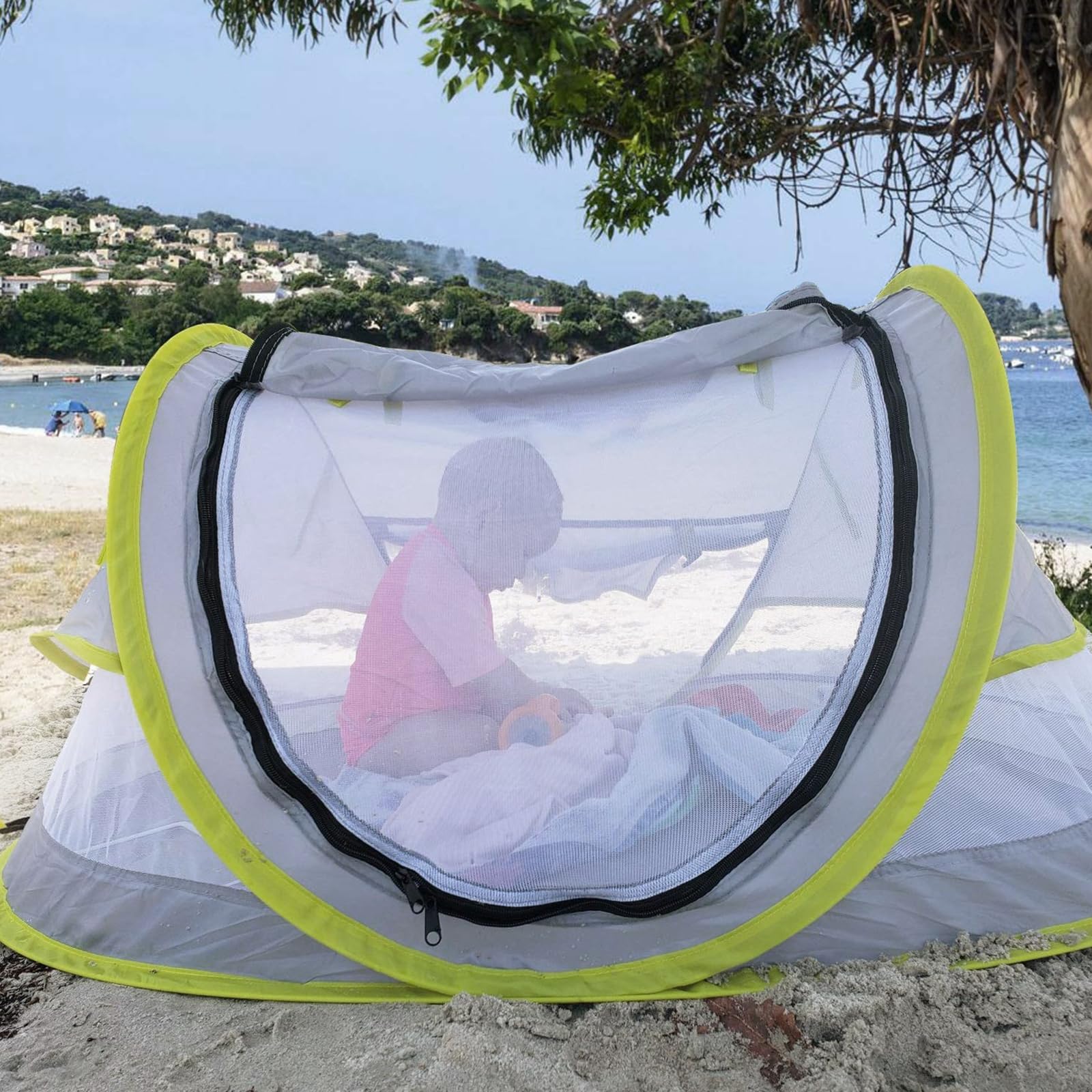 Tenda da spiaggia per bambini, portatile, ultraleggera, da spiaggia pop-up, per esterni, protezione solare UV50+, per neonati, per campeggio, escursioni, barbecue