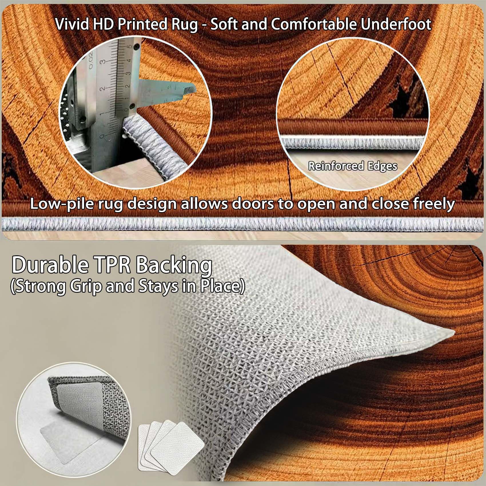 Tapis Salon 160x230cm Cernes des Arbres Impression HD 3D