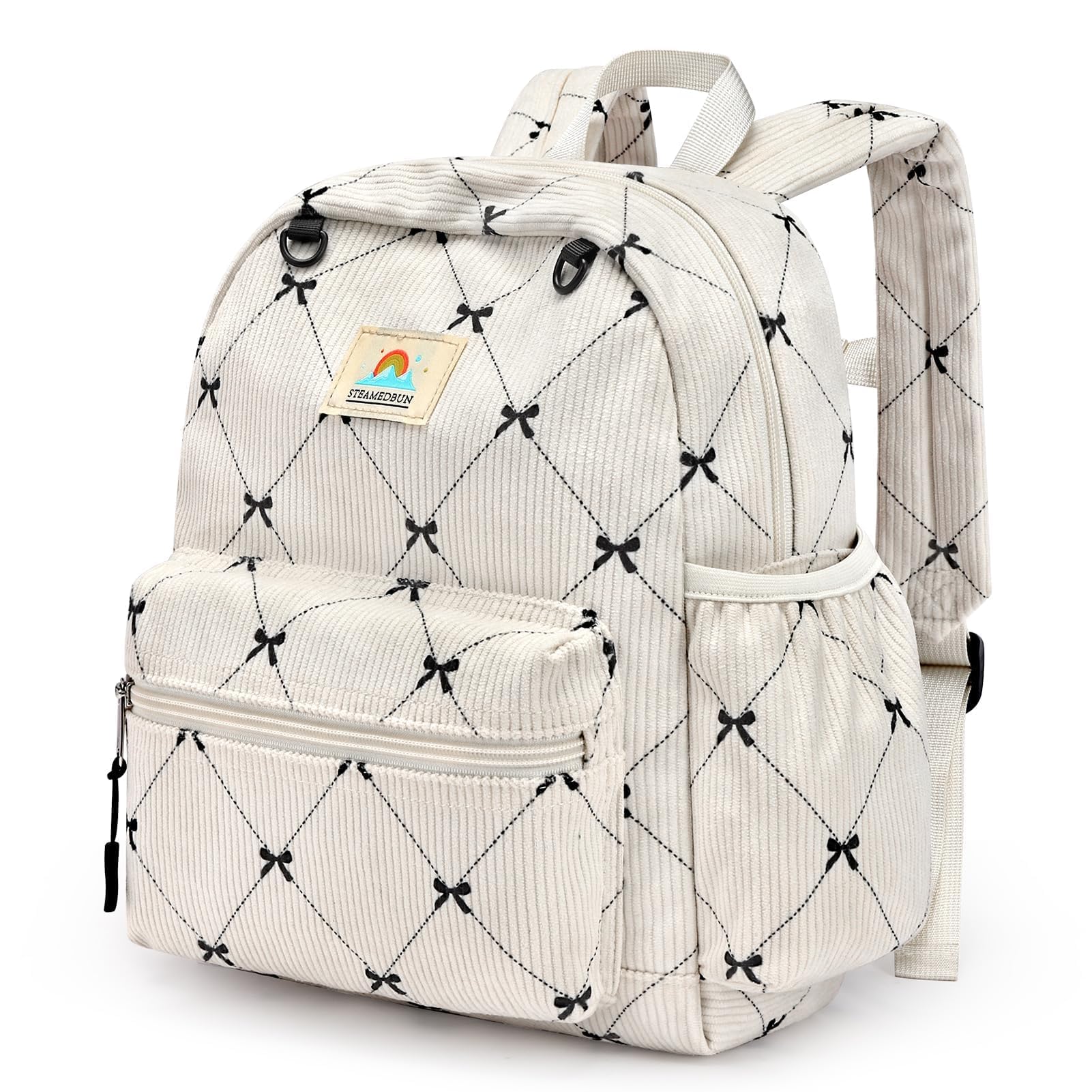 STEAMEDBUN Corduroy Toddler Backpack for Girls 2-4: Kids backpack for Boys Girls - 12 inch Preschool Kindergarten Backpacks - Bow