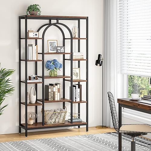 Miniatura 3 de Tribesigns Estantería de 5 niveles, estantería industrial alta para libros, estantes abiertos independientes para dormitorio, sala de estar, oficina