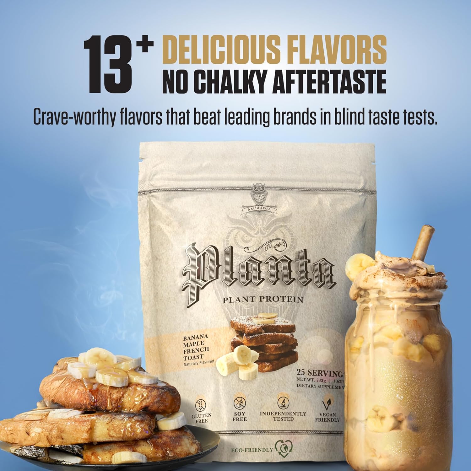 Ambrosia Planta - Plant-Based Protein Powder 20g | Dairy Free Vegan Protein Powder with BCAA Amino Acids | Keto-Friendly, No Added Sugar | 25 Servings | Banana Maple - Image 6