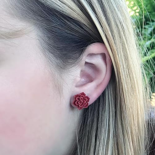 Vista 14 de Hypoallergenic Succulent Earrings for Sensitive Ears (Blue/Grey, Pure Titanium)