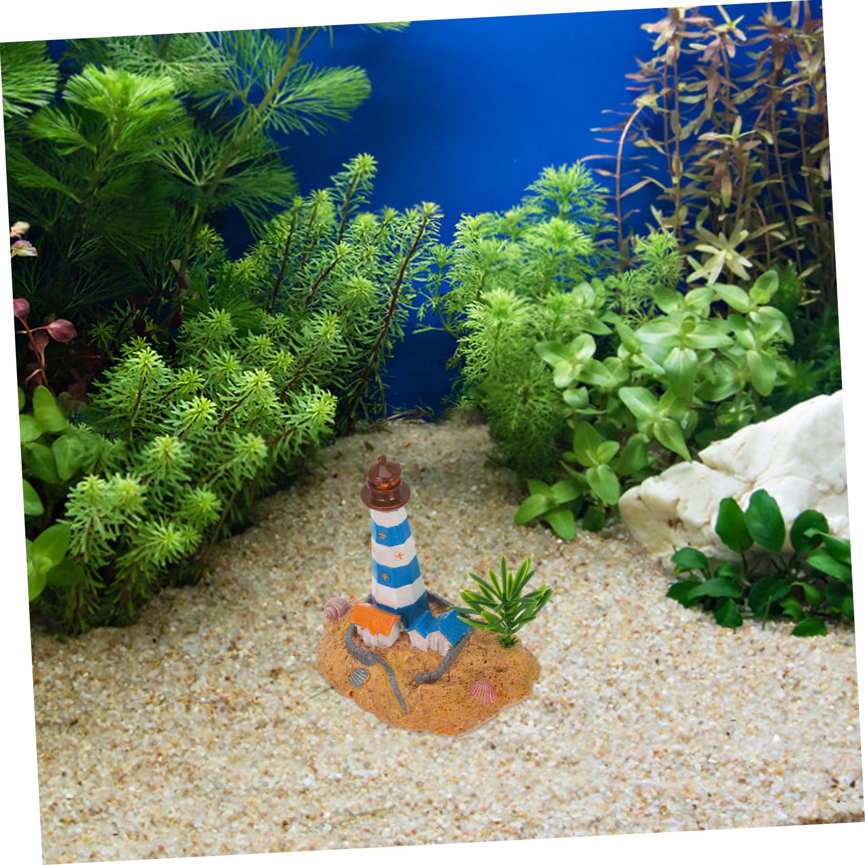 OUNONA 2 Pezzi Di Ornamenti Per Acquario Decorazione Acquatica Per Acquario Decorazione Costiera Ornamento Da Tavolo Per Acquario Castello Faro Nautico Acquari A LED Ornamento
