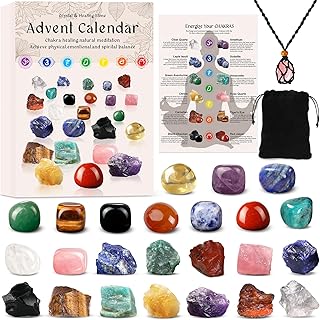 Advent Calendar 2023 Crystals Adult-24 Days Chakra Crystals&Healing Stones,Christmas Countdown Calendar Natural Stones Crystals Healing Journey for Girls Boys,Christmas Gift for Learning&Collection