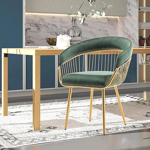 Miniatura 5 de ALEAVIC Mid-Century - Juego de 2 sillas de comedor modernas, sillas de cocina tapizadas, sillas de comedor de terciopelo con patas de metal para