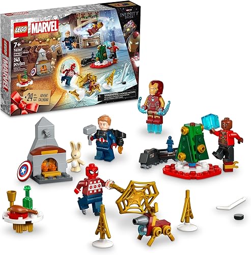 LEGO Marvel Avengers - Calendario de Adviento 2023 76267, juego de cuenta regresiva de vacaciones con sorpresas coleccionables diarias y 7