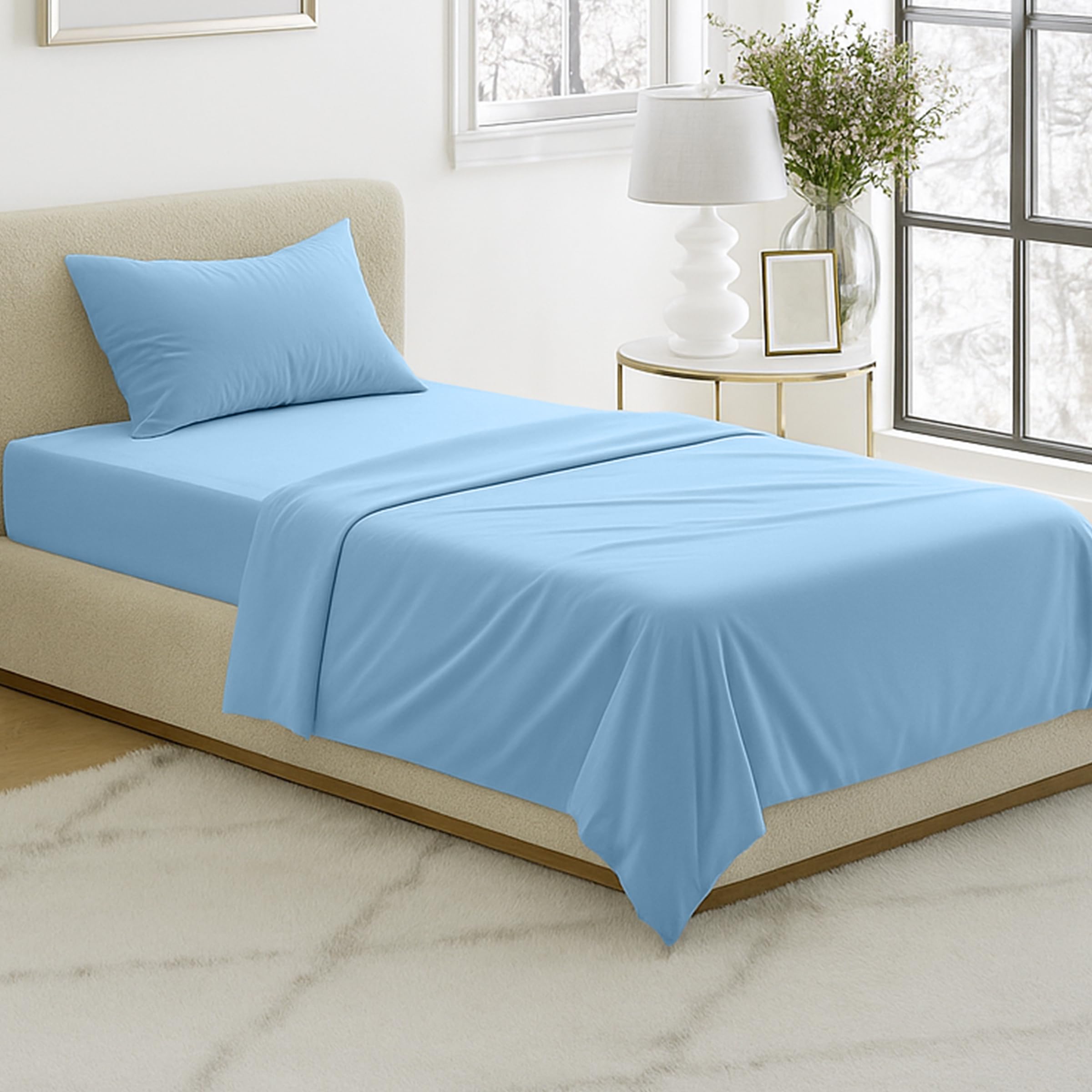 Lavish Home Brushed Microfiber Sheet Set, Twin, Blue