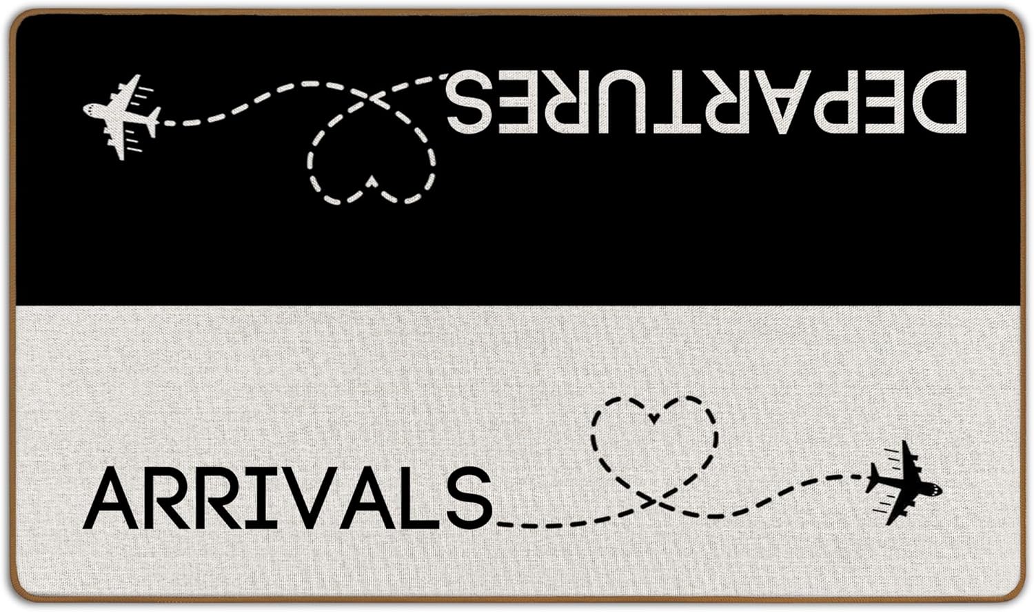 Arrivals & Departures Door Mat, Funny Modern Welcome Mat, Airplane Front Door Mat Indoor Outside Entrance, Housewarming Flight Attendant Gifts, Airplane Home Decor Doormats 17X29 Inch