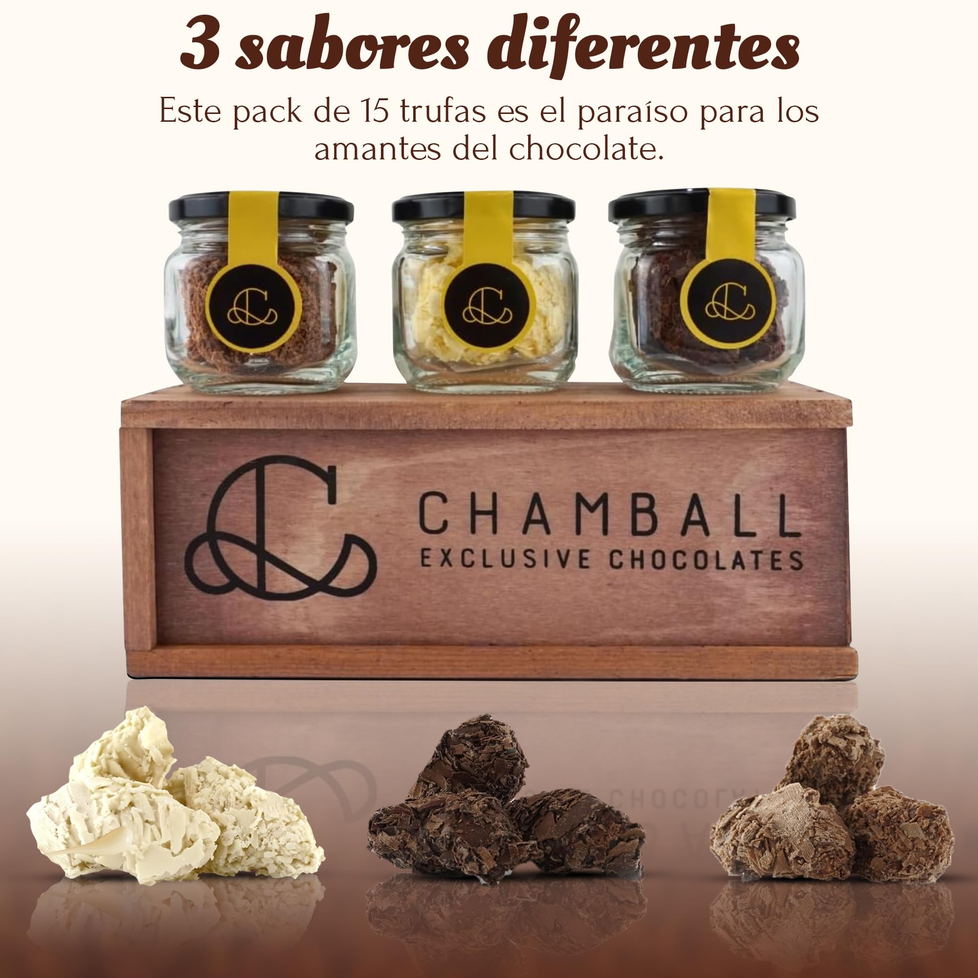 Caja de Chocolates para Regalar, 15 Trufas de Chocolate Belga con: Chocolate Blanco, Negro y con Leche, Rocas de Chocolate ideal Caja regalo Chocolate con Trufas Magicas, Chocolate box de CHAMBALL