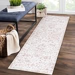 CAROMIO 8x10 Area Rug Machine Washable Rug Vintage Persian Area Rug Oriental Distressed Floral Stain Resistant Non-Slip Floor Cover Carpet Rug Foldable Accent Rug for Home Decor, Blue