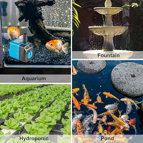 Miniatura 7 de Bomba sumergible ultra silenciosa de 7 W con temporizador, para pecera, estanque, acuario, estatua, hidroponía, etc. (azul)
