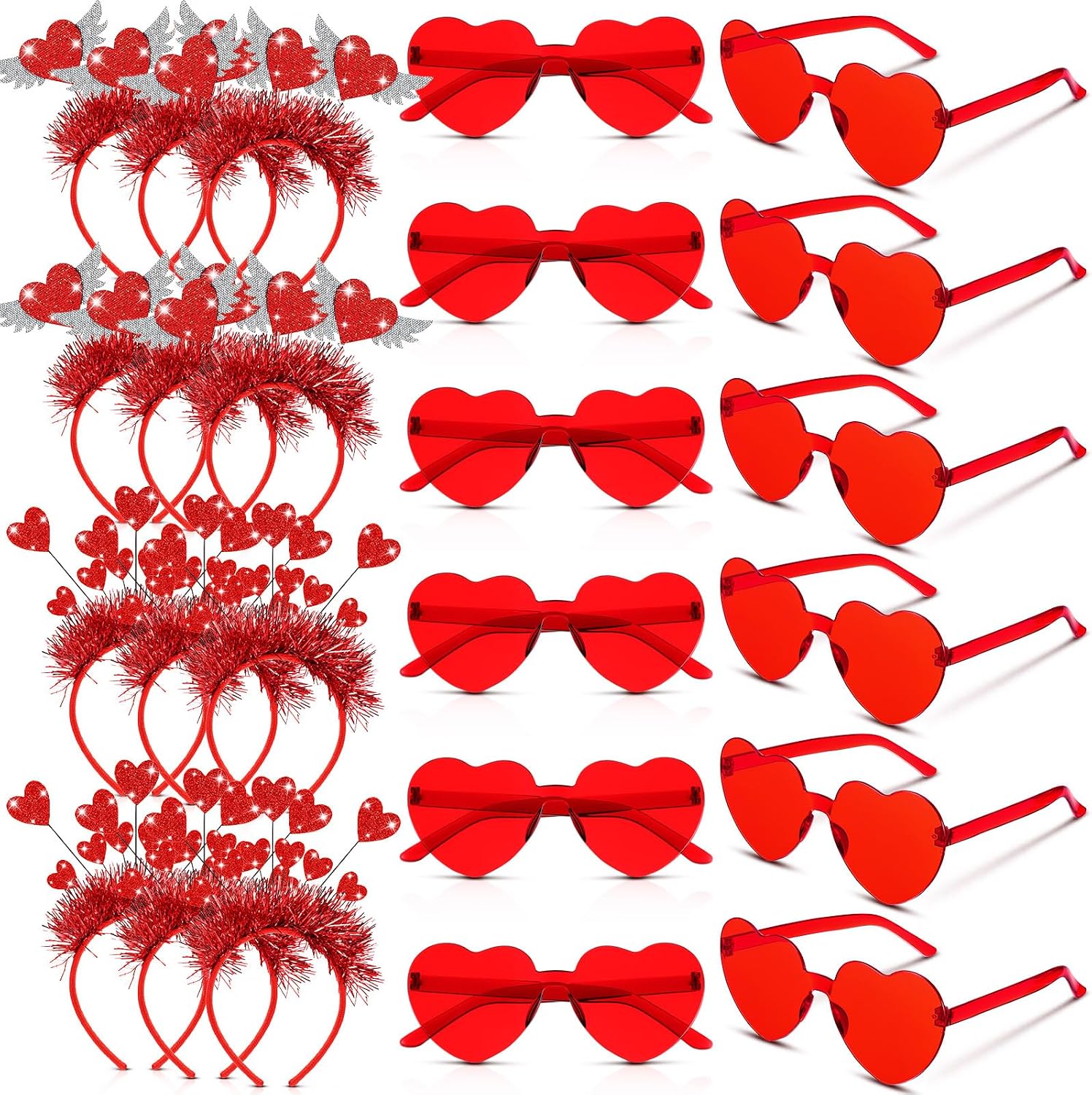 Riceshoot 8/12/24/48 Pack Heart Headband and Sunglasses Bulk Accessories Wedding Bachelor Party Favor