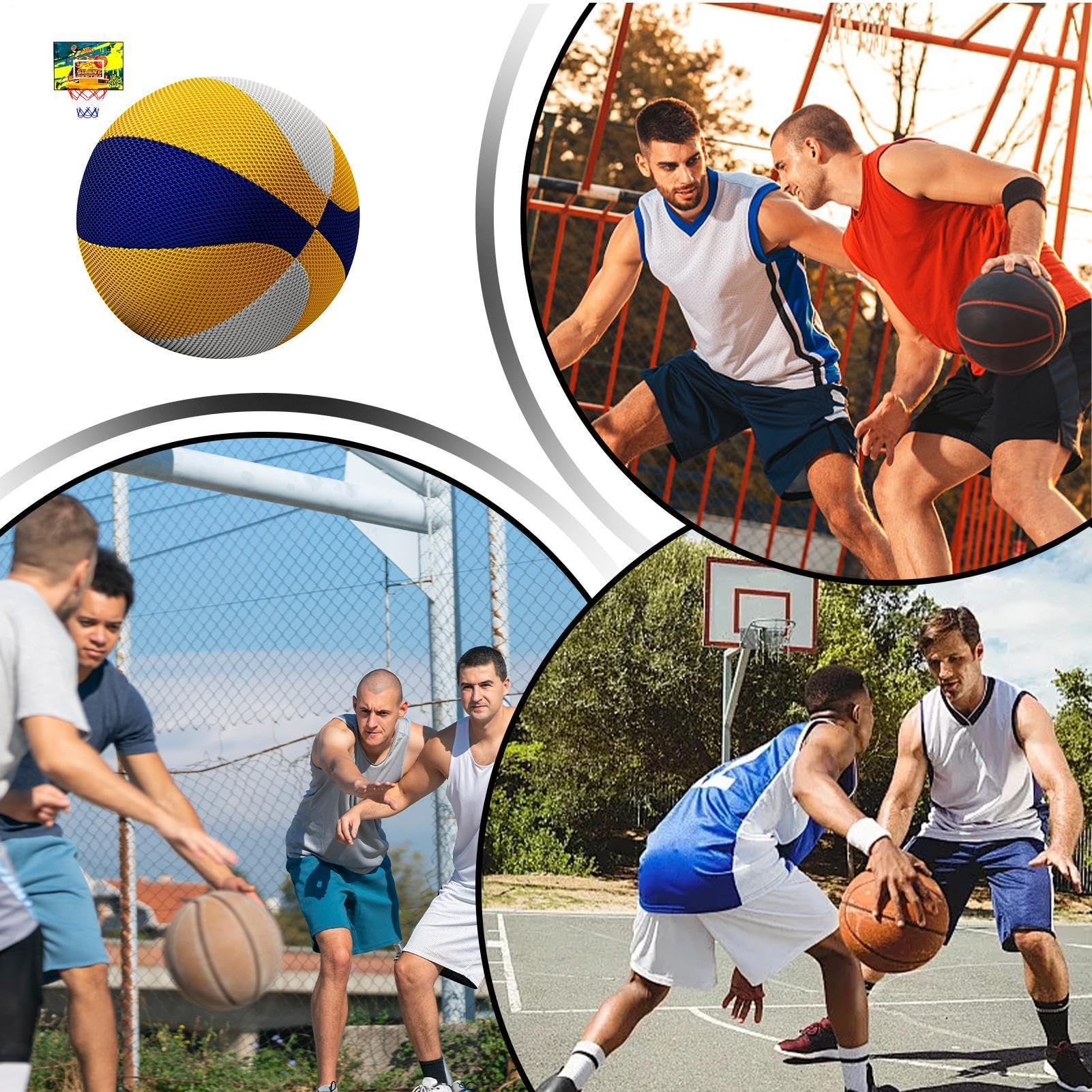 Cicha koszykówka - 24 cm elastyczna piłka sportowa z obręczą, do koszykówki wewnątrz, dla nastolatków, dorosłych, gra treningowa, do wewnątrz, sportów na świeżym powietrzu