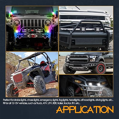 Miniatura 5 de Nirider - Cápsulas LED RGB, 2 unidades, barra de luz LED de 3 pulgadas con arnés de cableado, luces LED de cubo multicolor, Bluetooth que cambia de