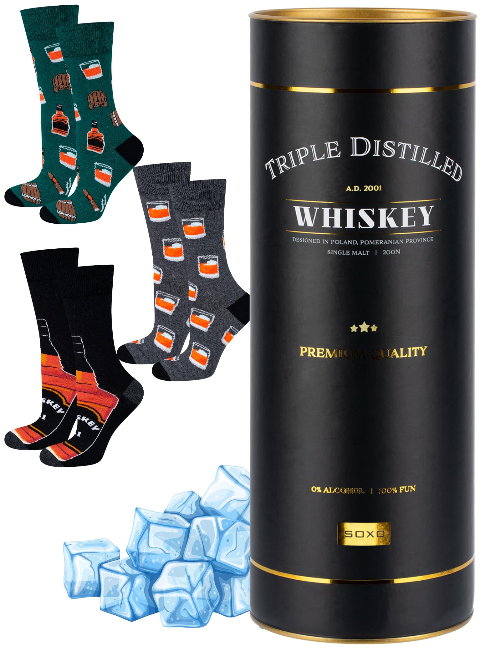 Whisky Socks Men Funny Gifts Mens Cotton Sock Colourful Funky Gift Men's Presents 6.5-10.5 1-3 Pairs
