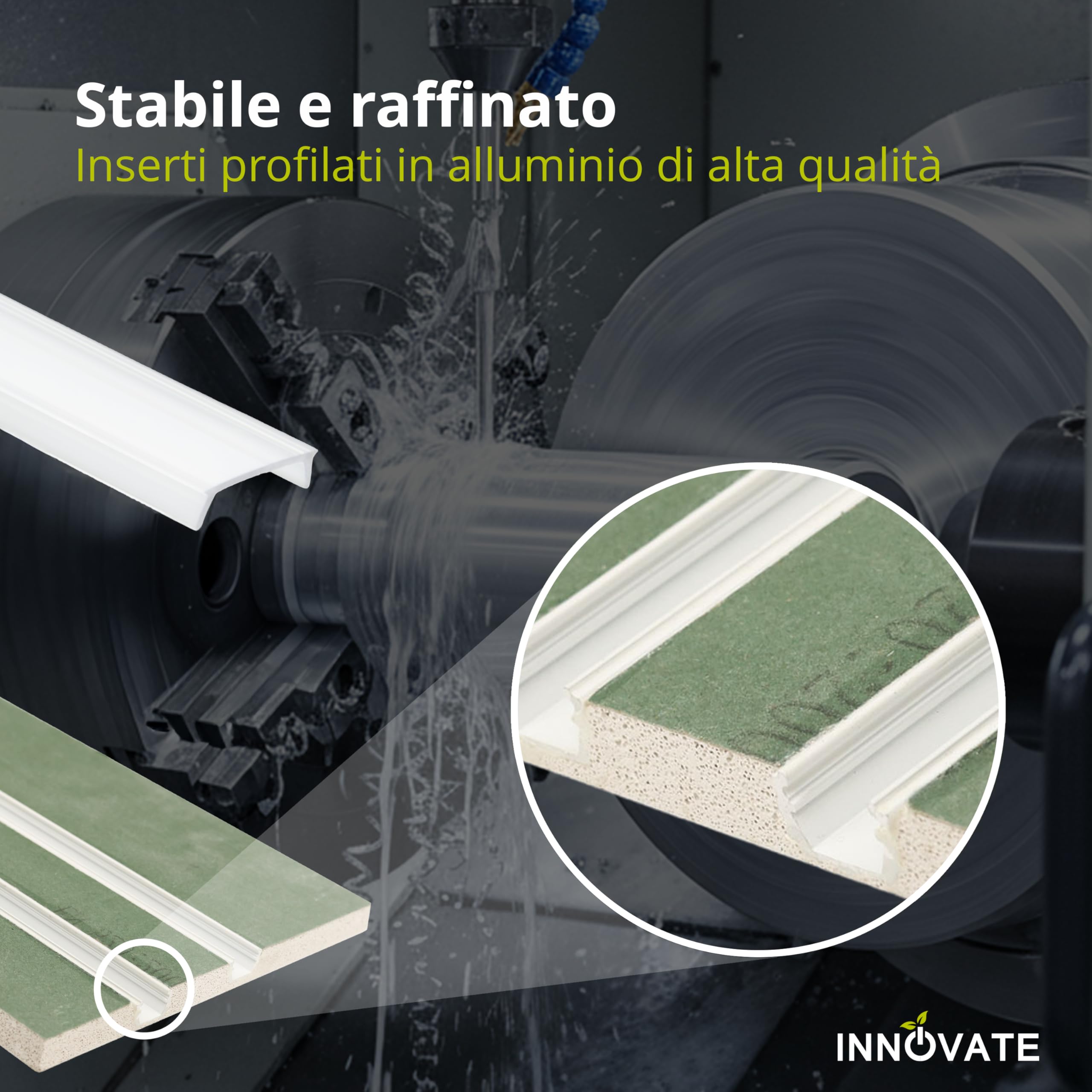 INNOVATE Binario tenda soffitto Cartongesso Profilo alluminio per LED striscia e Tende per interni I Bastone tenda Cucina bagno salotto Bastoni tende (2 binari, 200 cm)