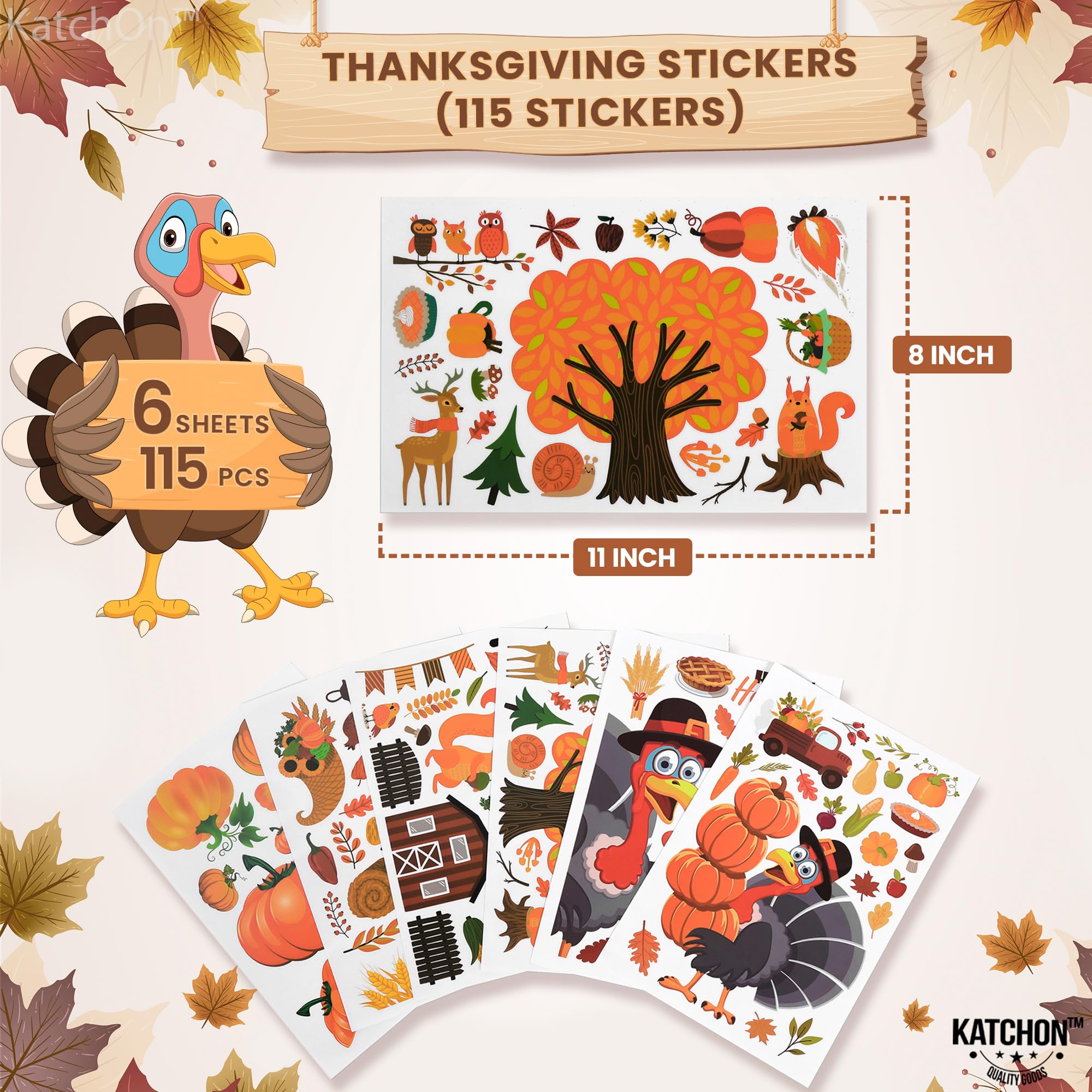 KatchOn, Thanksgiving Window Clings for Glass Windows - 115 Pieces | Thanksgiving Window Gel Clings | Thanksgiving Window Decorations, Thanksgiving Decorations Indoor | Thanksgiving Window Stickers