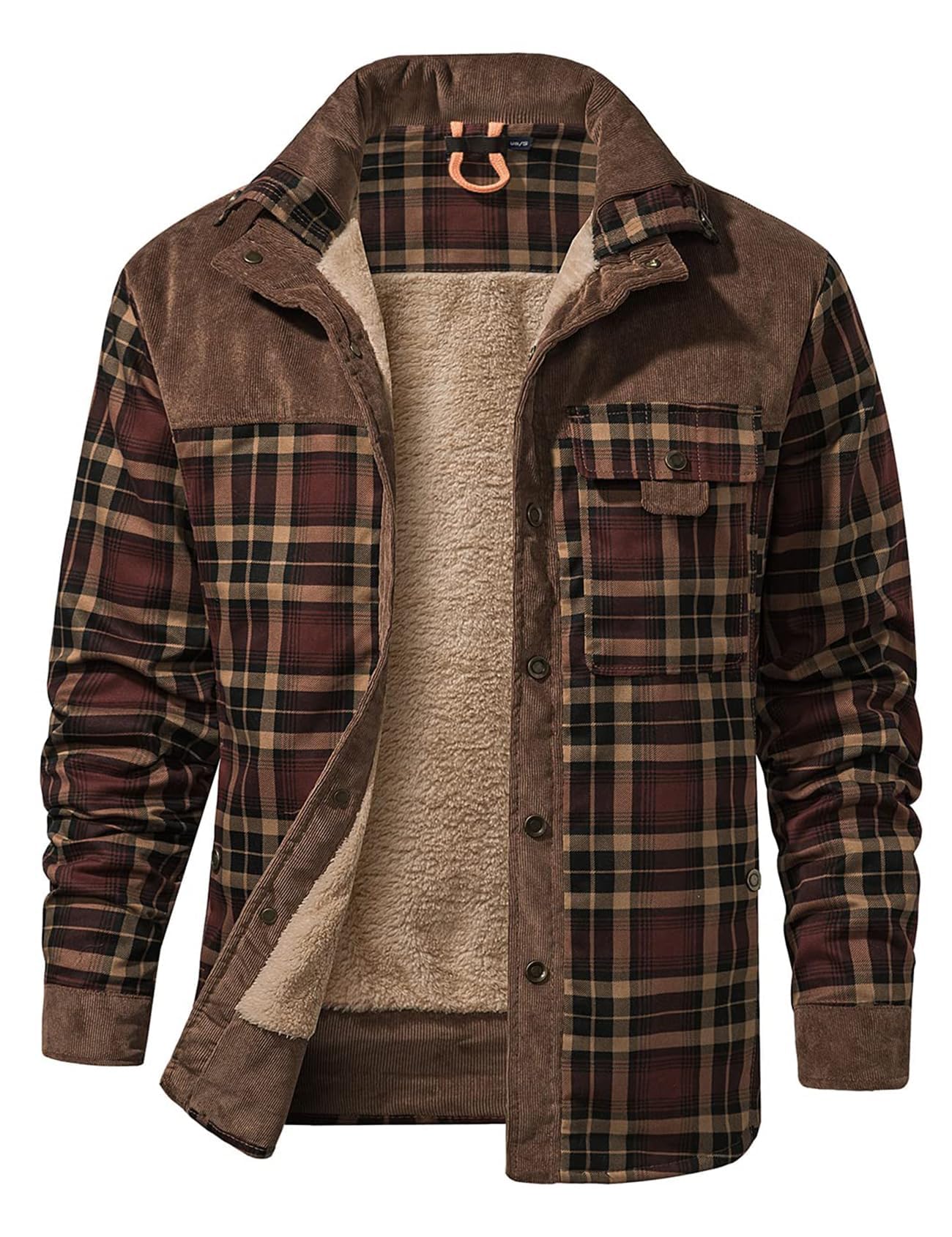 Gihuo Men's Sherpa Lined Flannel Shirt
