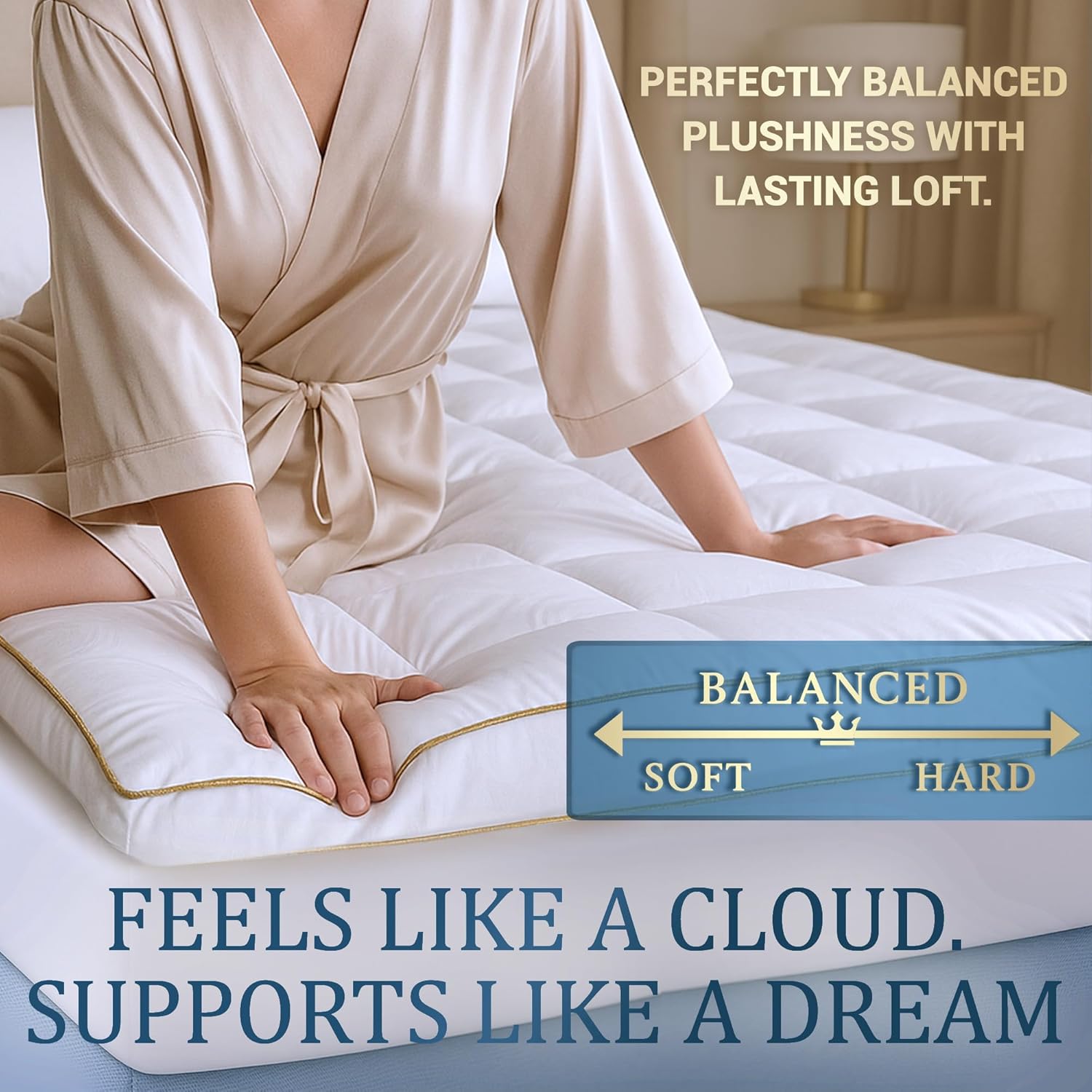 California King Size Mattress Topper - 8-23 Inches Deep Pocket, 400 TC Cotton Extra Thick, Soft Mattress Down Alternative Fill Cover Cooling Overfilled 1400GSM