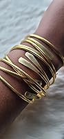 Vista 11 de Beaditwearitloveit Brass Cuff Bracelets Set, African Brass Bangles For Women, Hammered Ends Stacking Bracelets, Boho Tribal Cultural Jewelry