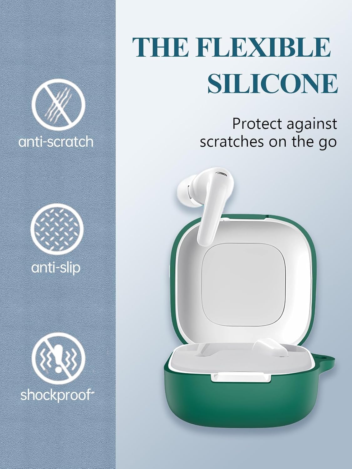 Case for Soundcore P31i by Anker Earbuds 2025 New, WUNIAK Soft Silicone Protective Portable Scratch Shock Resistant Shell with Cleaner Kit & Carabiner & Lanyard for Soundcore P31i,Green - Image 4