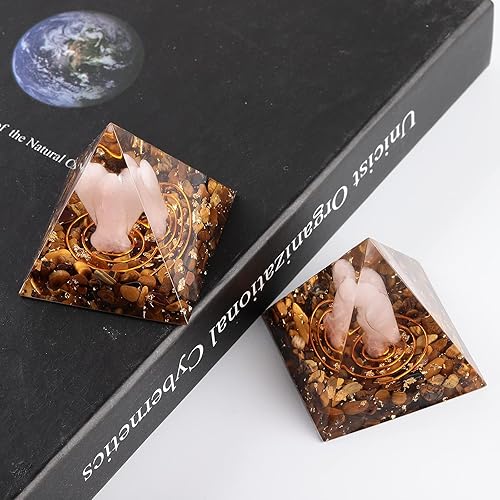 Miniatura 4 de Rockcloud Gurdian Angel Orgón Pirámide de Cristal Sanador Generador de Energía Blanacing Chakra para Yoga Meditaion Protección, Ojo de Tigre